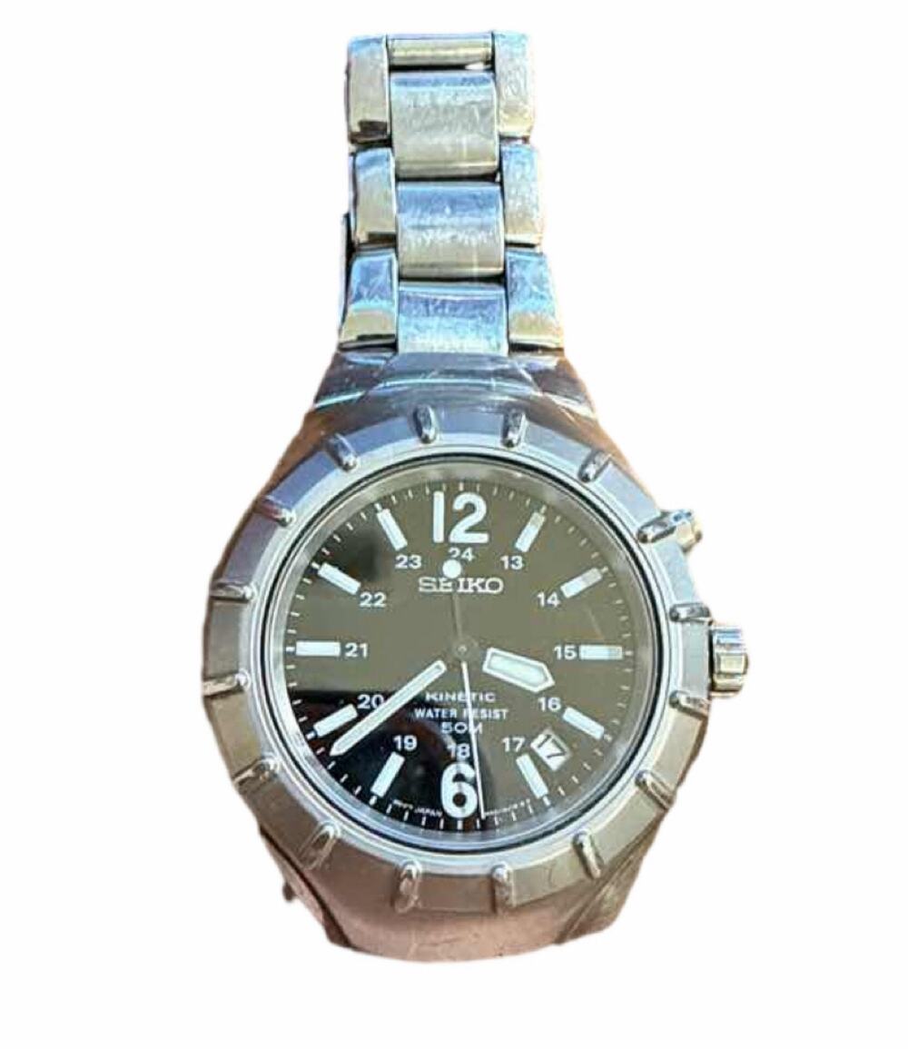 Seiko Kinetic Sports 50 Men's Watch Green Dial Stainless Steel Day Date